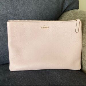 Kate Spade pink pebble leather large Jackson pouch